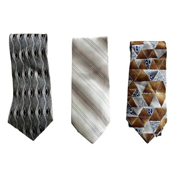 Vintage Stafford Silk Neckties Set of 3 Taupe - Picture 1 of 5